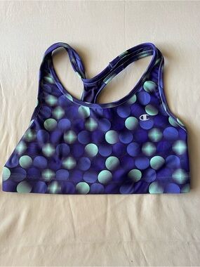 Champion Purple and Teal Dot Racerback Sports Bra